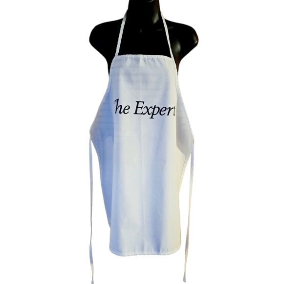 Vtg Innova Full Size Apron "The "Expert"  Off White Tie Back  28" Made In USA - Picture 6 of 6